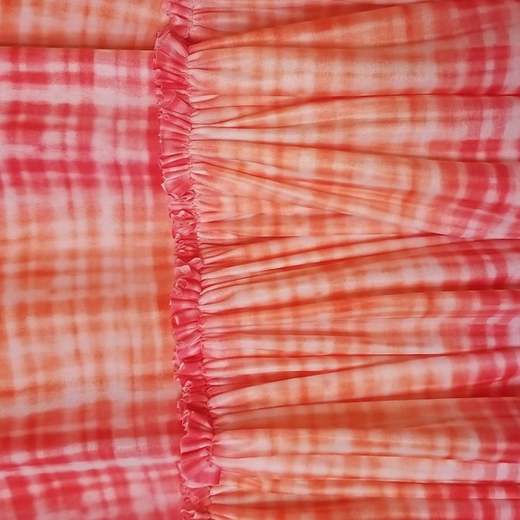 Anthropologie Eva Franco Flounced Orange Pink White Midi Skirt - Picture 5 of 14